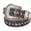 Wine and Chromatic Rhinestones with Black Strap Rhinestone Belt-Belts-The Rhinestone Belts