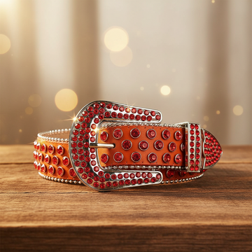 Red Rhinestone Belt with Orange Strap