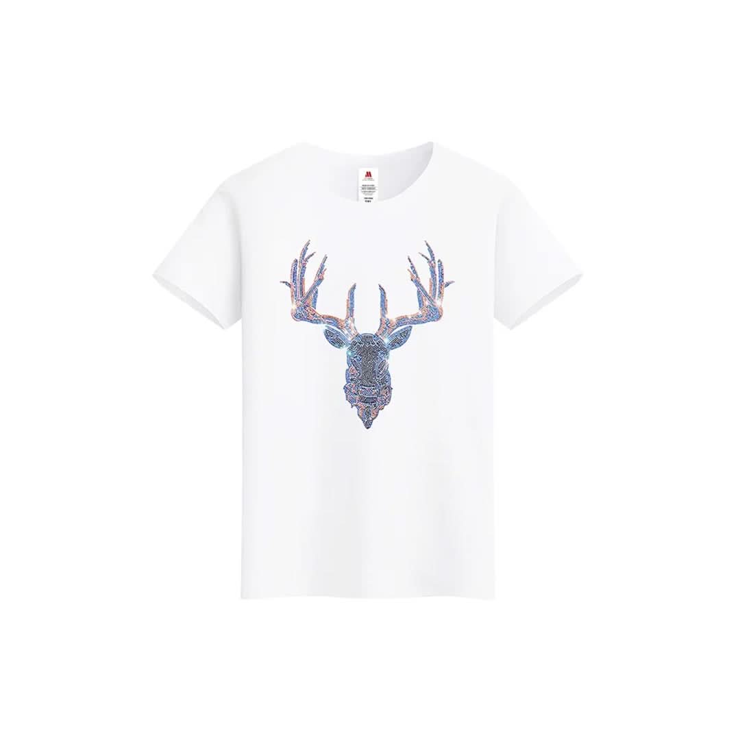Markhor Print Rhinestone T-shirt-T-shirts-The Rhinestone Belts