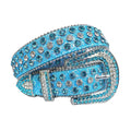 Sky Blue and Clear Rhinestones with Sky Glitter Strap Rhinestone Belt-Belts-The Rhinestone Belts