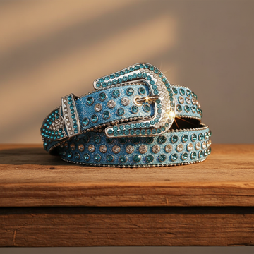 Sky Blue and Clear Rhinestones with Sky Glitter Strap Rhinestone Belt
