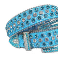 Sky Blue and Clear Rhinestones with Sky Glitter Strap Rhinestone Belt-Belts-The Rhinestone Belts