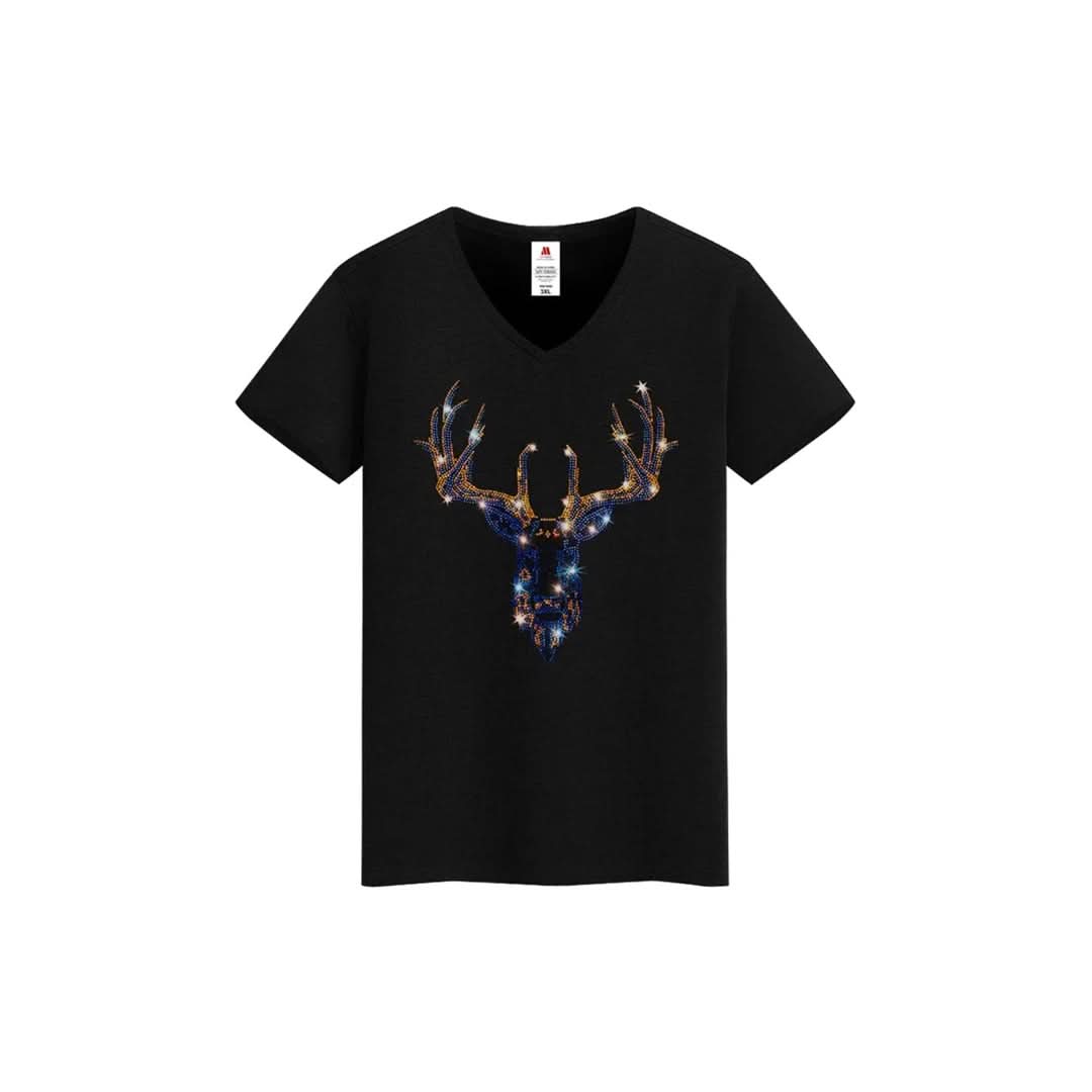 Markhor Print Rhinestone T-shirt-T-shirts-The Rhinestone Belts