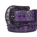Purple Rhinestone with Silver Studs and Purple Strap Rhinestone Belt-Belts-The Rhinestone Belts