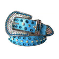Blue and Chromatic Studs with Blue Strap Rhinestone Belt-Belts-The Rhinestone Belts