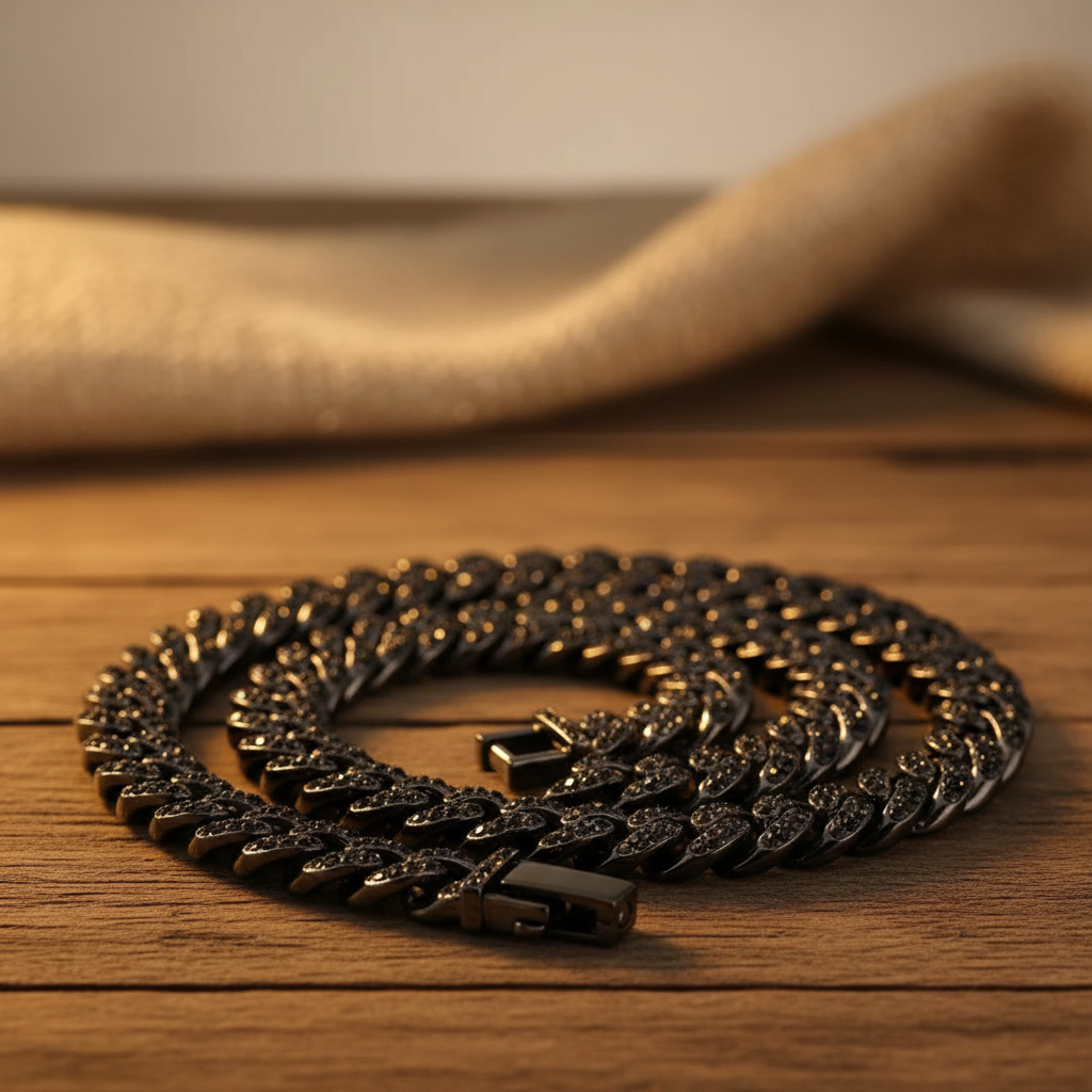 13MM Full Iced Out Black Rhinestone Cuban Chain