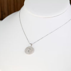 925 Sterling Silver Cross Necklace Rhinestone Pendant