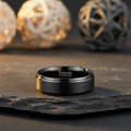 8mm Tungsten Carbide Black Brushed Wedding Ring