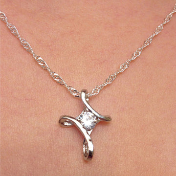Elegant Rhinestone Infinity Cross Pendant Necklace-Rhinestone Cross Pendants-The Rhinestone Belts