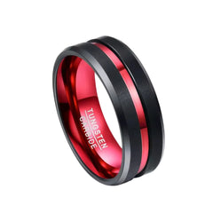 8MM Black & Red Tungsten Carbide Ring