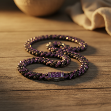 12MM Purple Iced Out Rhombus Cuban Link Chain
