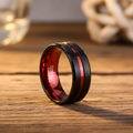 8MM Black & Red Tungsten Carbide Ring