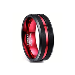 8MM Black & Red Tungsten Carbide Ring