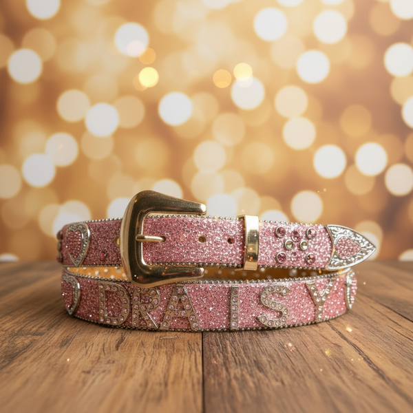Personalized Custom Name Rhinestone Belt