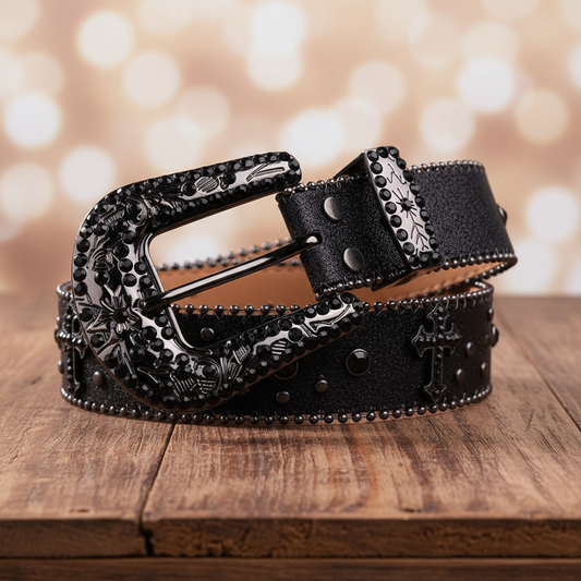 最安値•激レア✨ FML RHINESTONE BELT BLACK 再販なし Wholesale Black Rhinestone Belts - Unisex Bling Design