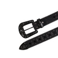 Engraved Buckle Cross Black Strap with Black Studs Rhinestone Belt-Belts-The Rhinestone Belts