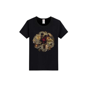 Chinese Dragon Rhinestone T-shirt-T-shirts-The Rhinestone Belts