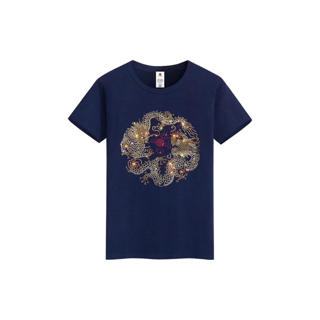 Chinese Dragon Rhinestone T-shirt-T-shirts-The Rhinestone Belts