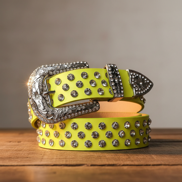 Diamant-Strasssteine mit gelbem Riemen Strass-Gürtel