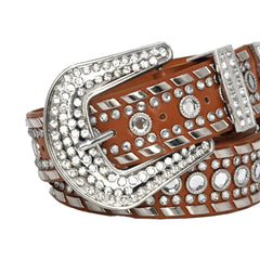 Diamond Rhinestones with Brown Strap Rhinestone Belt