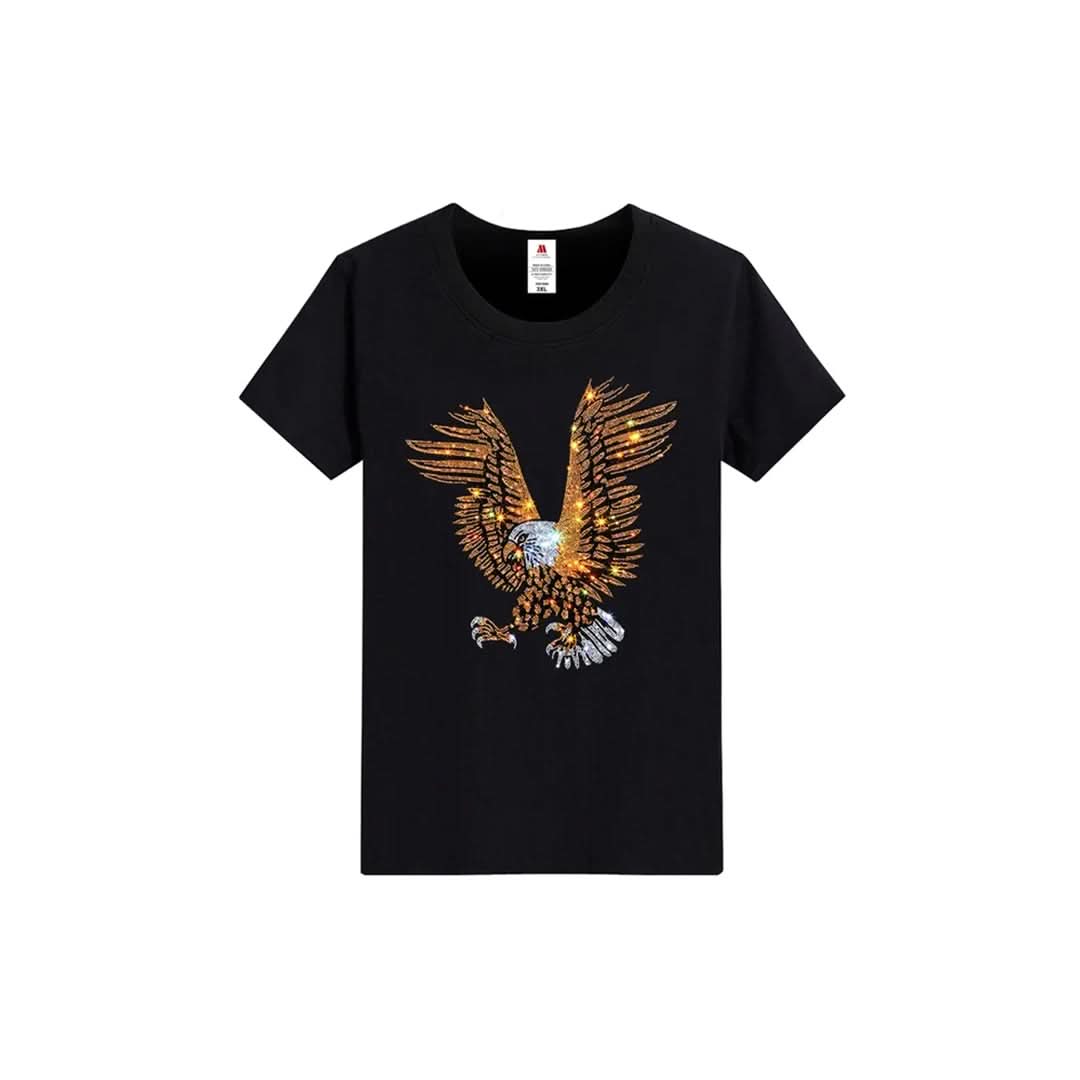 Eagle Print Rhinestone T-shirt-T-shirts-The Rhinestone Belts
