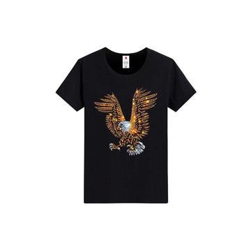 Eagle Print Rhinestone T-shirt-T-shirts-The Rhinestone Belts
