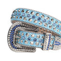 Blue Color Studs with Blue Strap Rhinestone Belt-Belts-The Rhinestone Belts