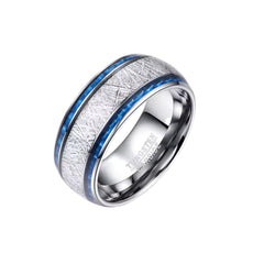 10mm Tungsten Carbide Ring Blue Carbon Fiber