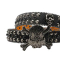 Gengar Buckle Metal Black Strap with Crystal Studs Rhinestone Belt-Gengar Belts-The Rhinestone Belts