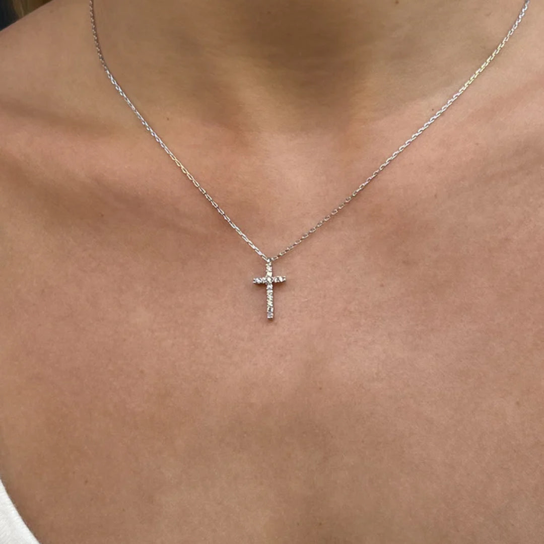 Elegant Gold & Silver Pendant Rhinestone Cross Necklace-Rhinestone Cross Pendants-The Rhinestone Belts