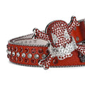 Gengar Red Buckle Metal Red Strap with Crystal Studs Rhinestone Belt-Gengar Belts-The Rhinestone Belts