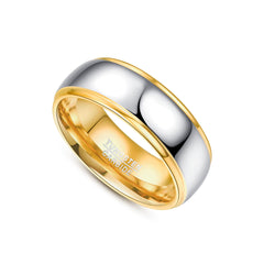 8mm Domed Tungsten Carbide Ring Gold Polished