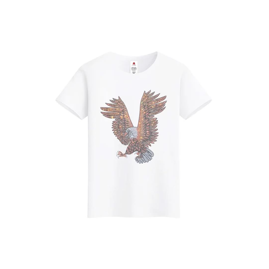 Eagle Print Rhinestone T-shirt-T-shirts-The Rhinestone Belts