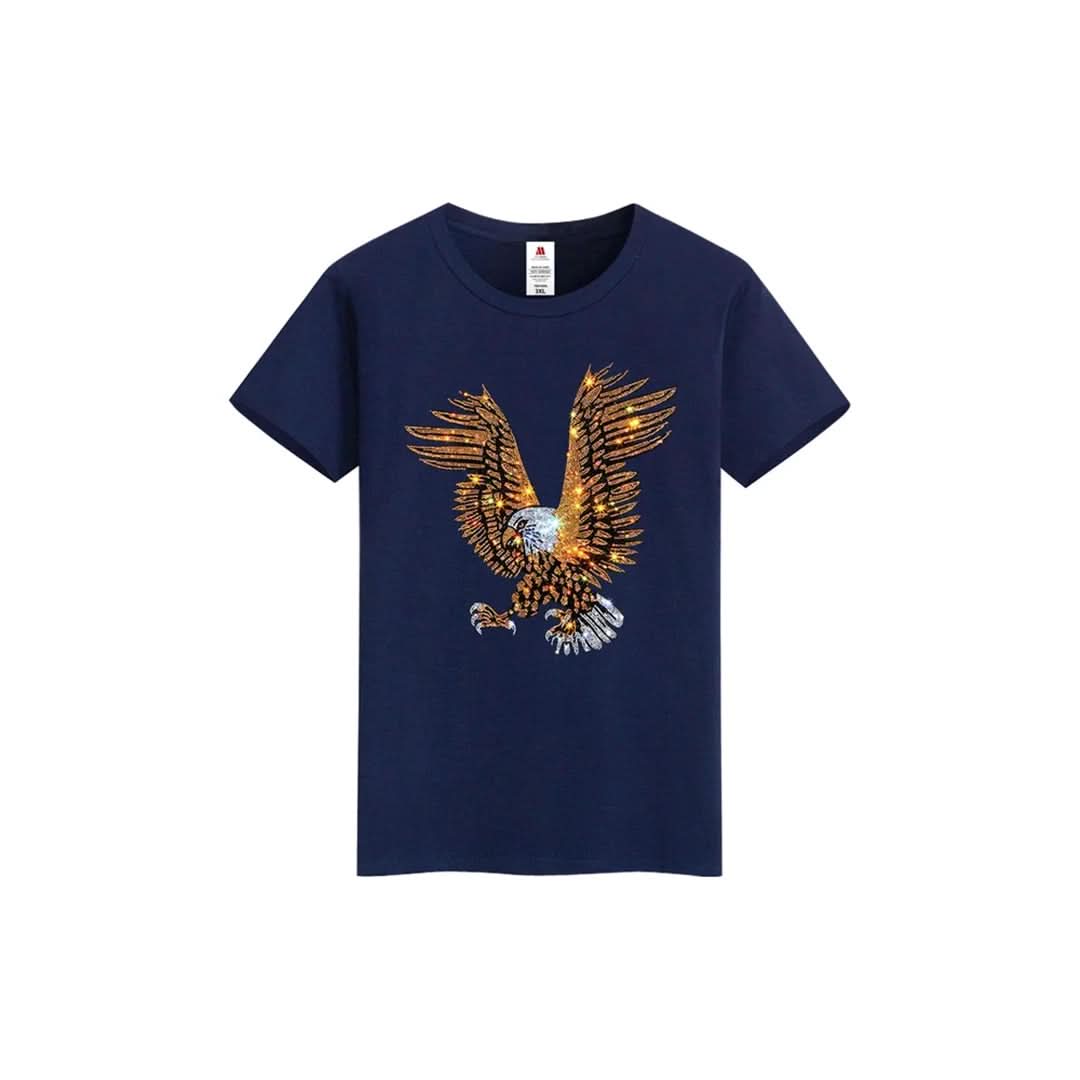 Eagle Print Rhinestone T-shirt-T-shirts-The Rhinestone Belts