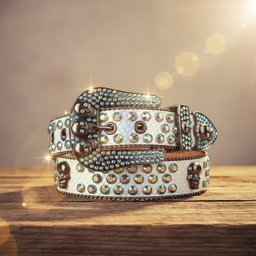 Skull Buckle Multi Strap with Multi Studs Rhinestone Belt