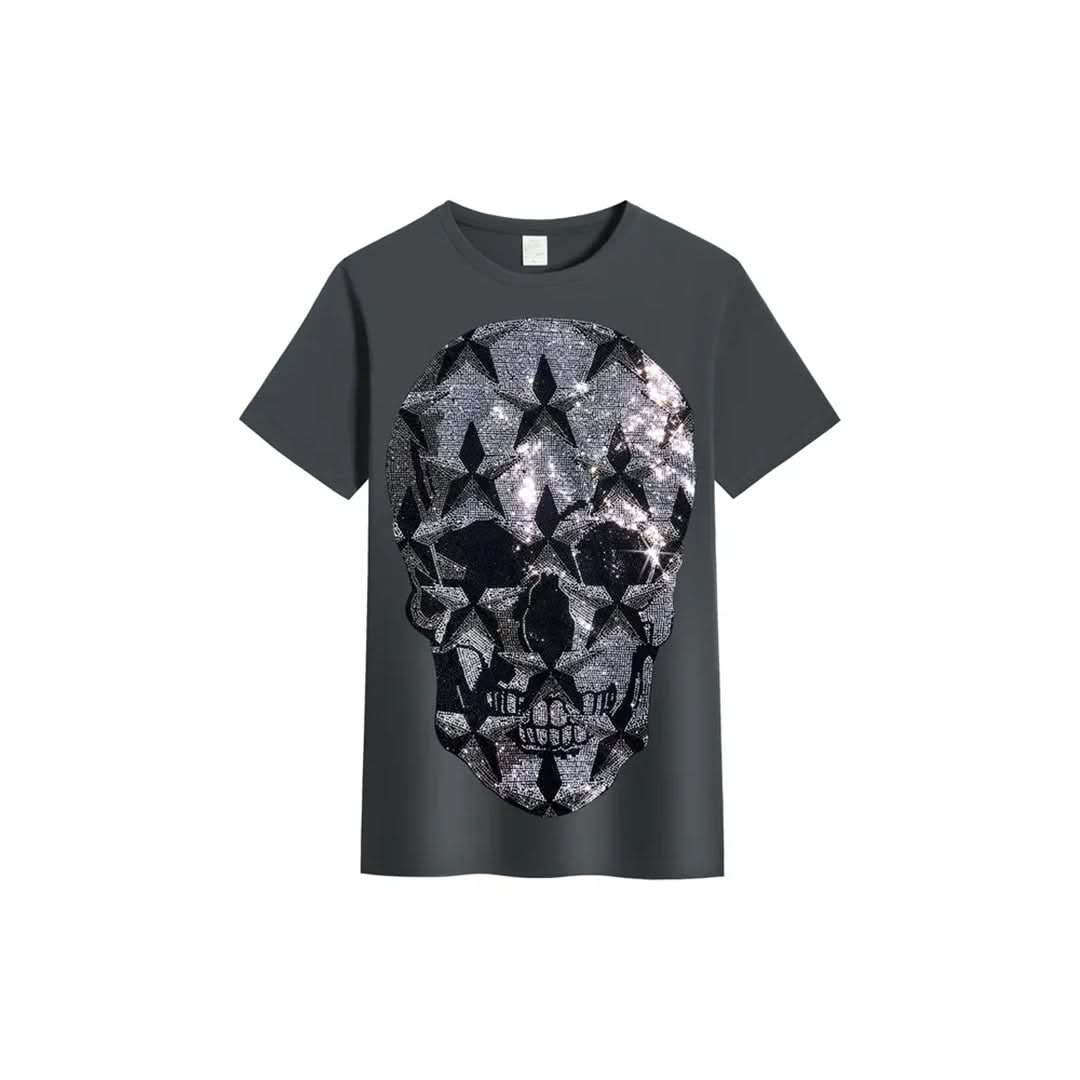 Shiny Rhinestone Skull T-shirt-T-shirts-The Rhinestone Belts