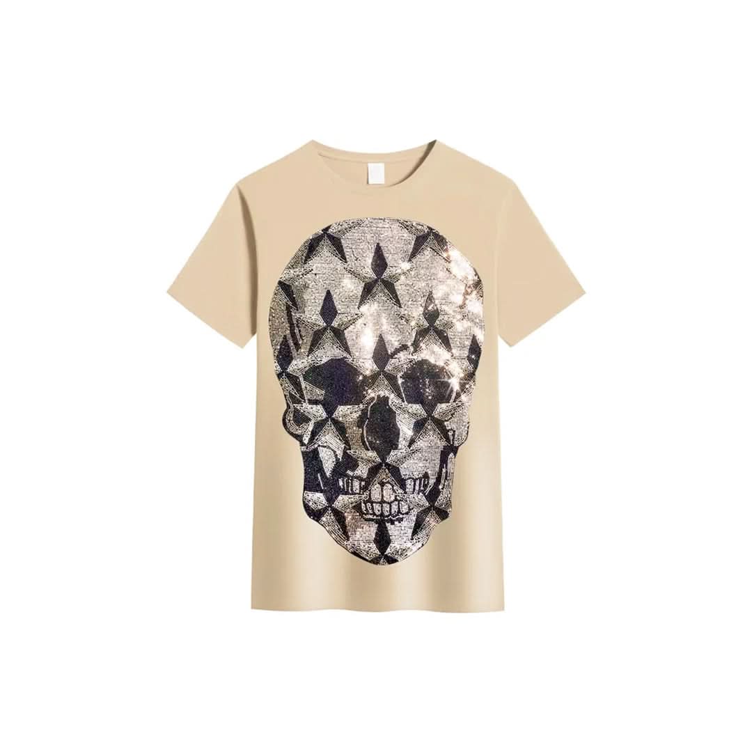 Shiny Rhinestone Skull T-shirt-T-shirts-The Rhinestone Belts
