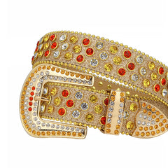 Multi Crystal Design with Gold Strap Rhinestone Belt