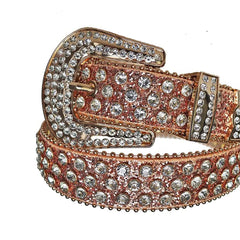 Diamond Rhinestones with Brown Glitter Strap Rhinestone Belt