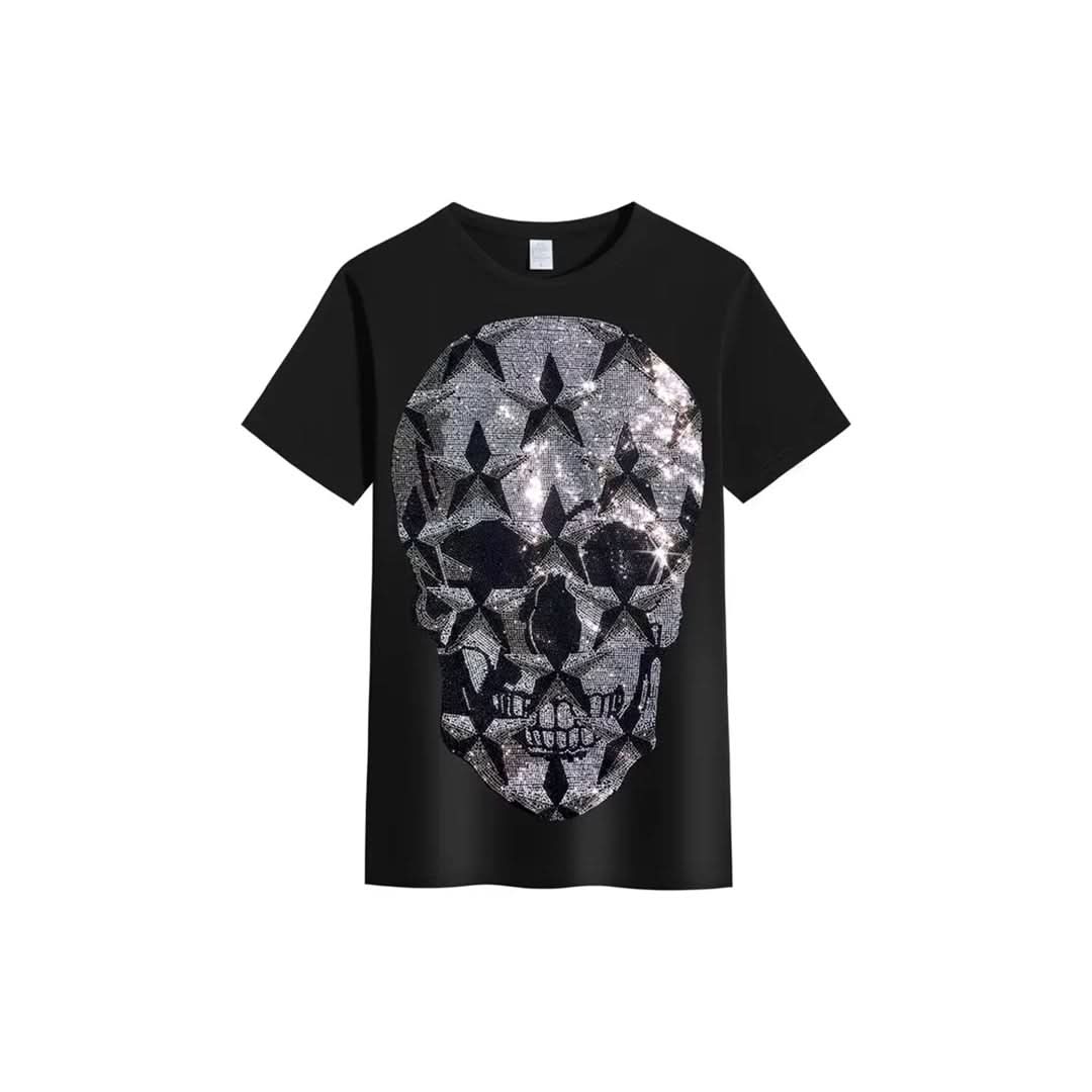 Shiny Rhinestone Skull T-shirt-T-shirts-The Rhinestone Belts