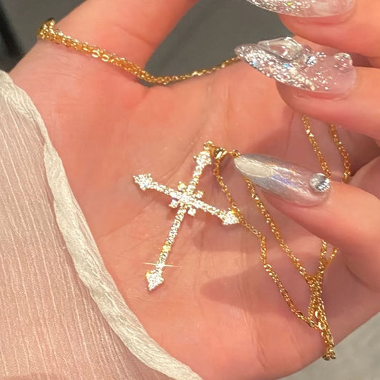 Exquisite Cross Rhinestone Pendant Necklace-Rhinestone Cross Pendants-The Rhinestone Belts