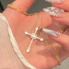 Exquisite Cross Rhinestone Pendant Necklace