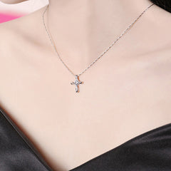 Elegant Rhinestone Infinity Cross Pendant Necklace