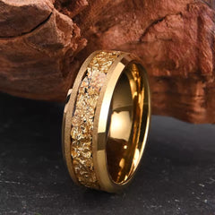 8mm Tungsten Carbide Gold Inlay Ring