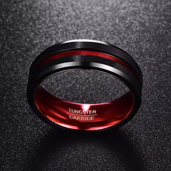 8MM Black & Red Tungsten Carbide Ring