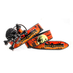 Skull Buckle with OrangeStrap for Halloween Rhinestone Belt