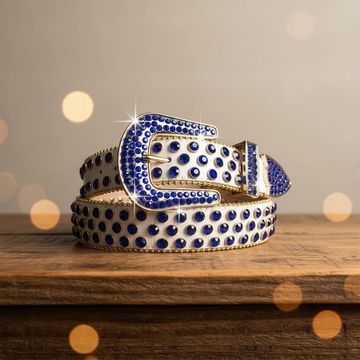 Blauer Strass mit weißem Texturarmband Strassgürtel