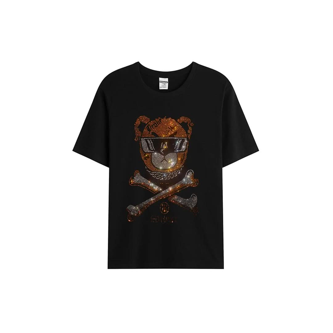 Swaggy Bear Print Rhinestone T-shirt-T-shirts-The Rhinestone Belts