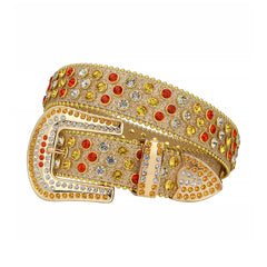 Multi Crystal Design with Gold Strap Rhinestone Belt