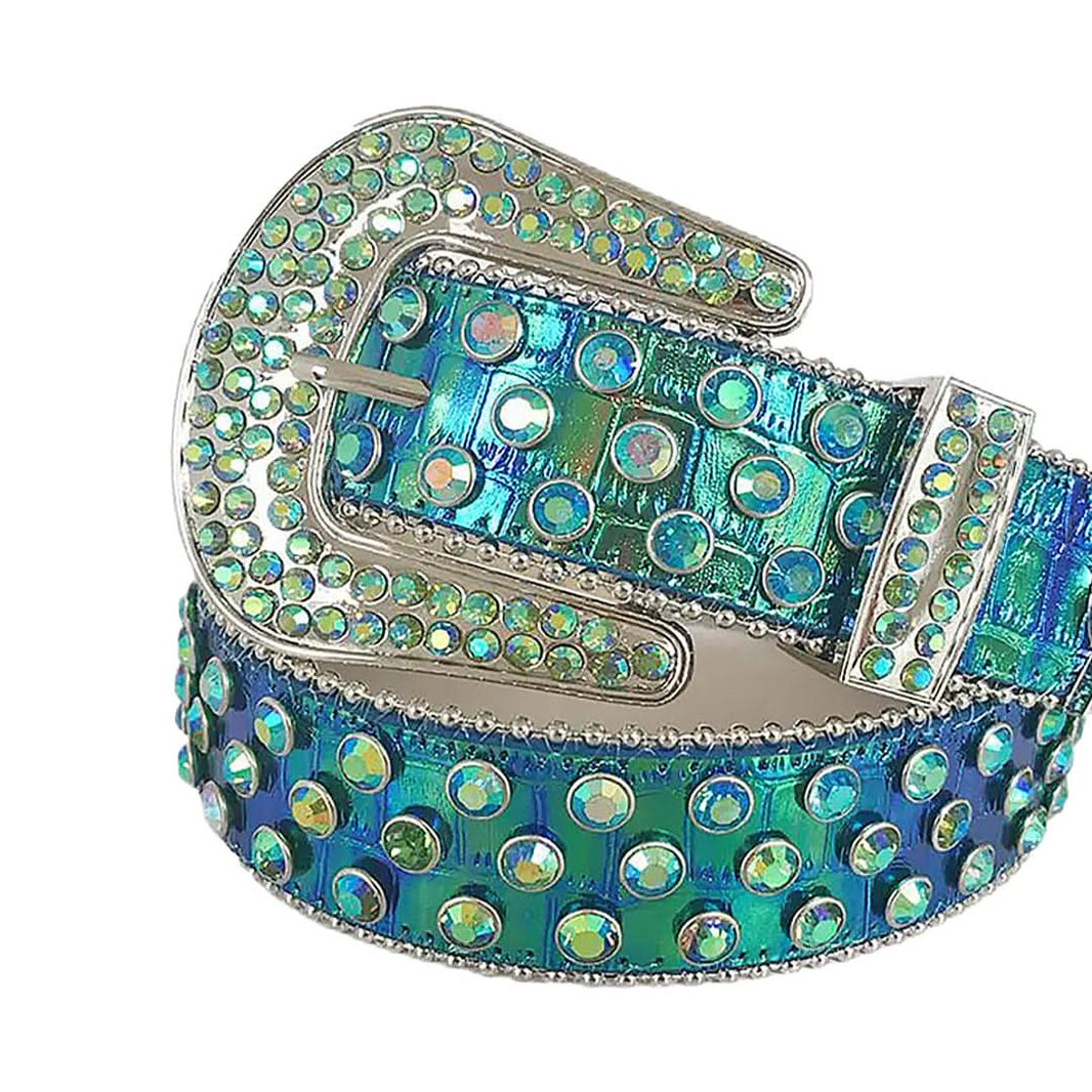 Turquoise Rhinestone Belt Rhinestone Belts – Western, Punk, Y2K Styles + Free U.S. Shipping